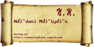 Nádasi Mátyás névjegykártya